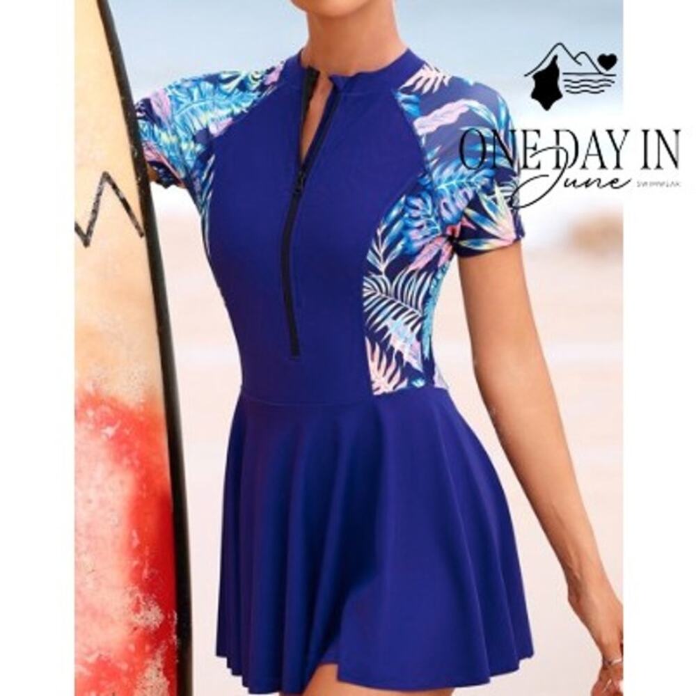 Odizli Rashguard Swimdress One Piece Swimsuit Size M